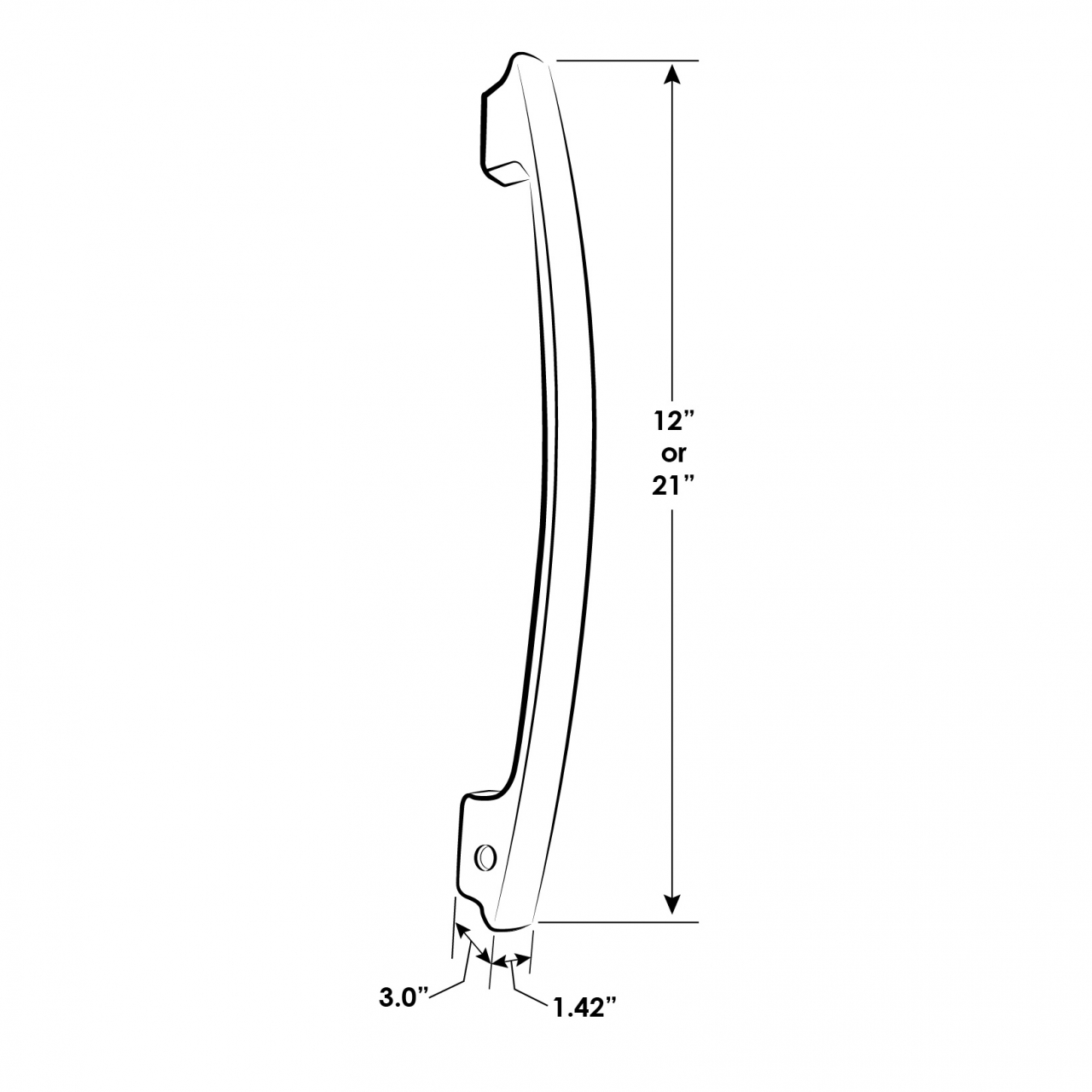 12"/21" Platinum Assist Handle Dimensions 1