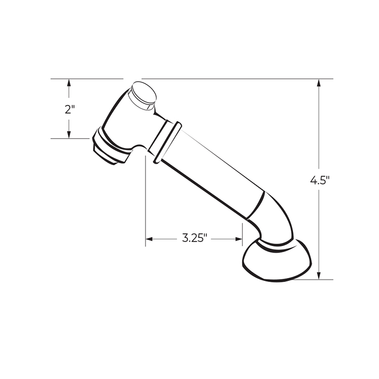 Elbowed Through-Hull Sprayer Dimensions 1