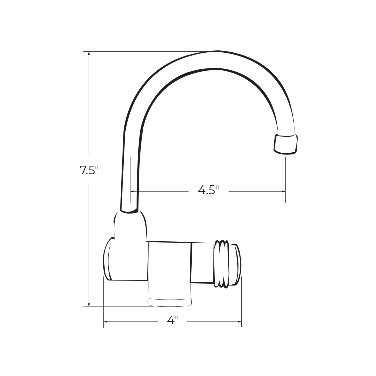 Fold-Down Bar Faucet/Cockpit Faucet Dimensions 1