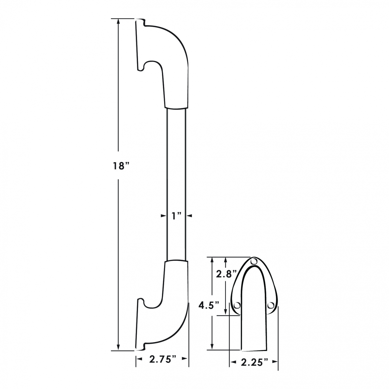 Economical IllumaGrip&trade; Assist Handle Dimensions 1