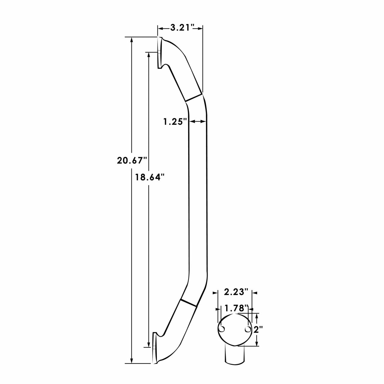 Formed IllumaGrip&trade; Assist Handle Dimensions 1