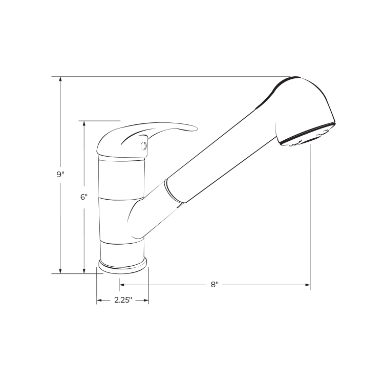 Lever Pull-Out Kitchen Faucet Dimensions 1