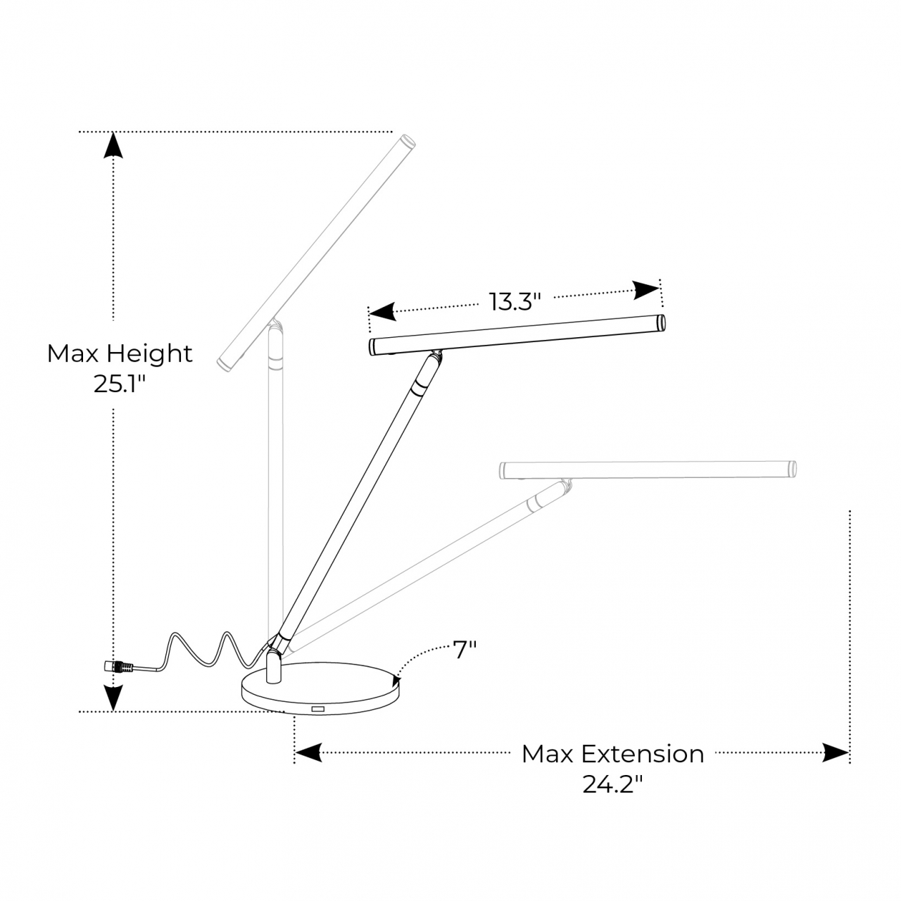 Maia&trade; Personal LED Task Light Dimensions 1