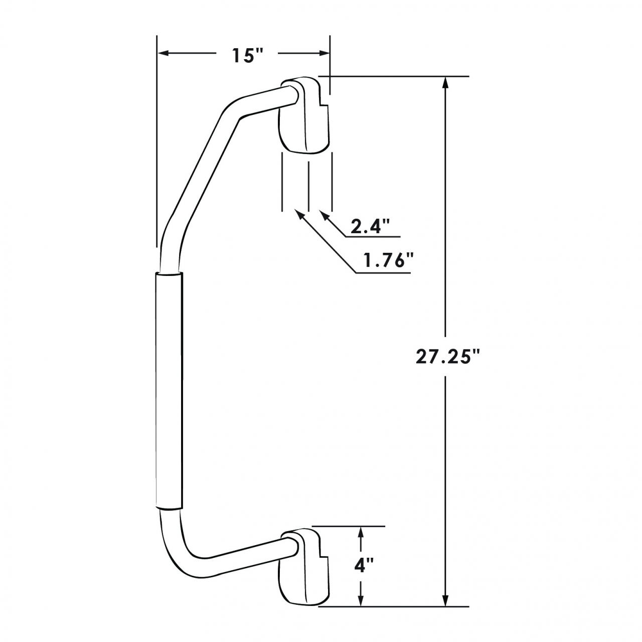 Stow & Go&trade; Folding Assist Handle Dimensions 1