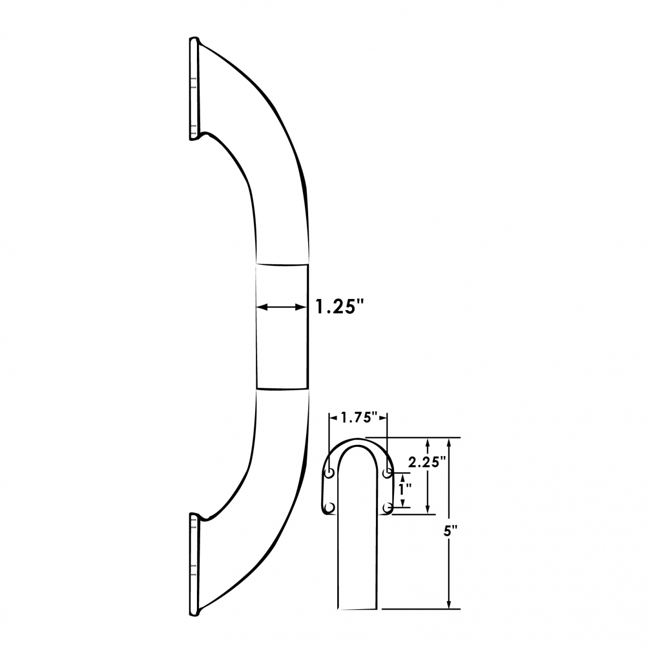Straight IllumaGrip&trade; Assist Handle Dimensions 1
